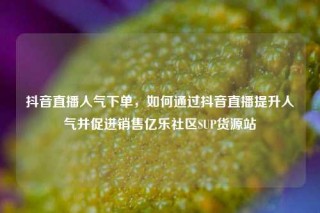 抖音直播人气下单，如何通过抖音直播提升人气并促进销售亿乐社区SUP货源站