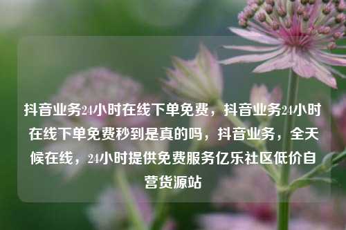 抖音业务24小时在线下单免费，抖音业务24小时在线下单免费秒到是真的吗，抖音业务	，全天候在线，24小时提供免费服务亿乐社区低价自营货源站  第1张